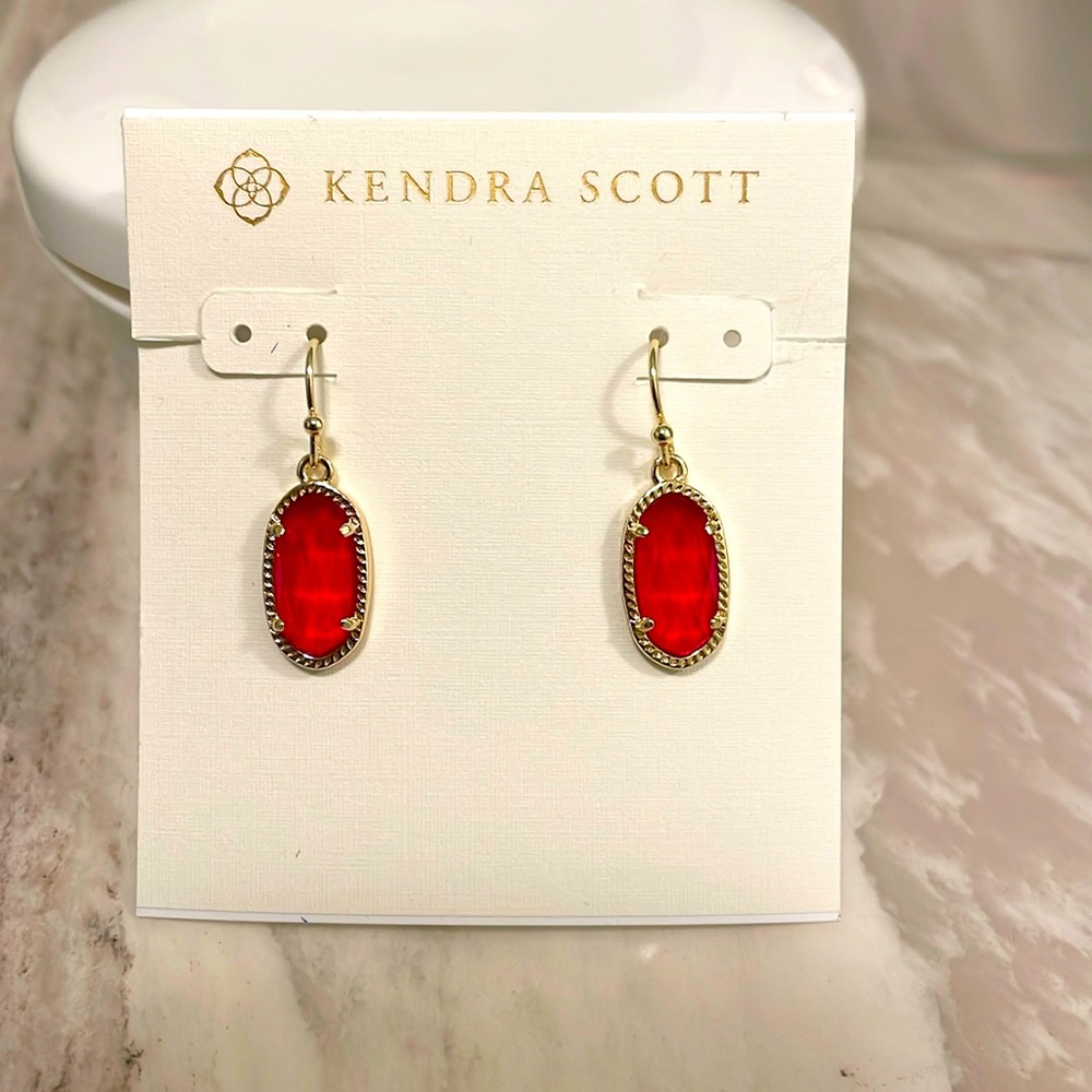 Kendra Scott Red and Gold Drop Earrings